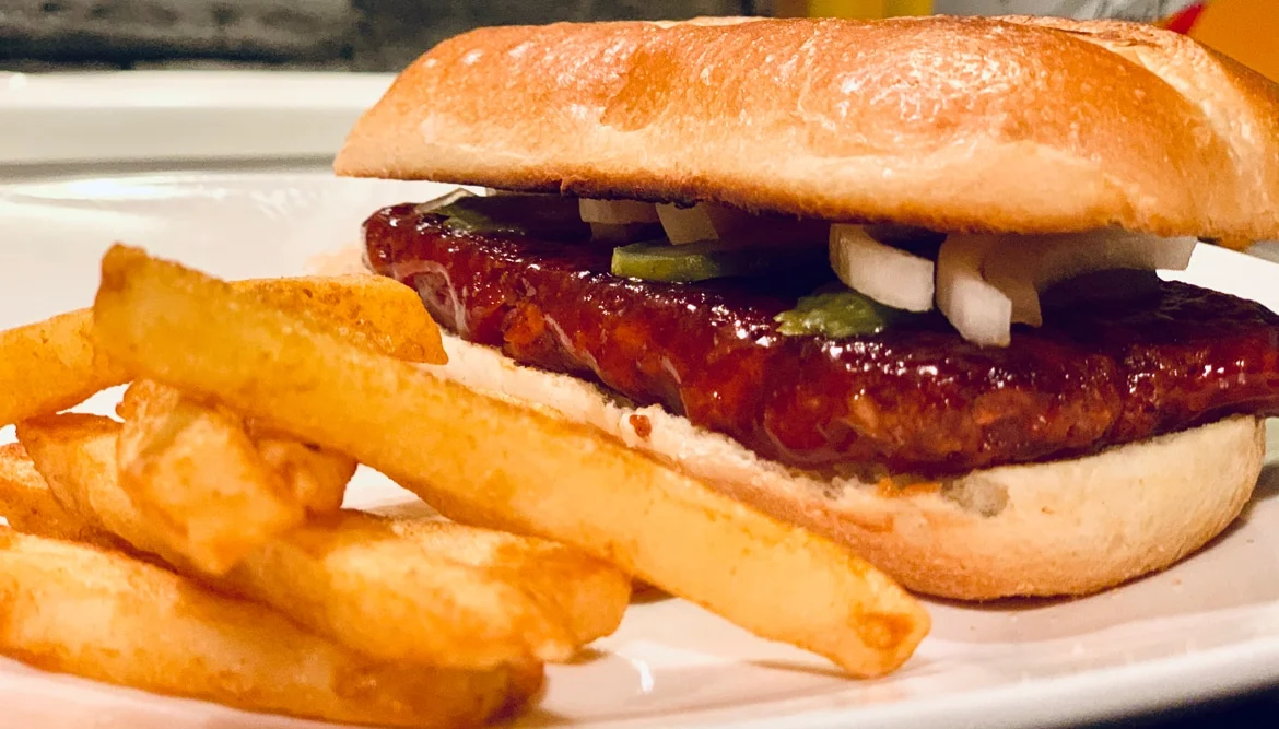 McRib sandwich with French fries