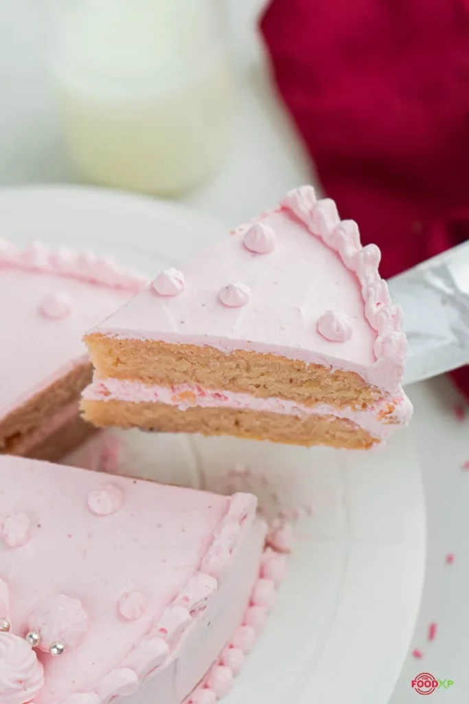Vegan Strawberry Cake Sliced