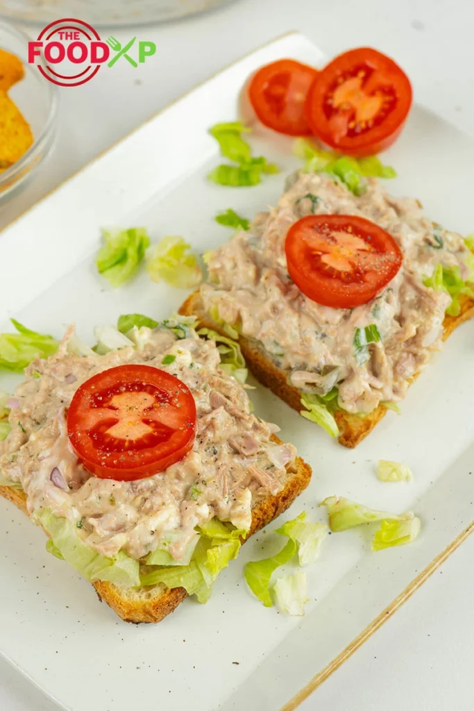 Tuna Salad Sandwich topped with tomato
