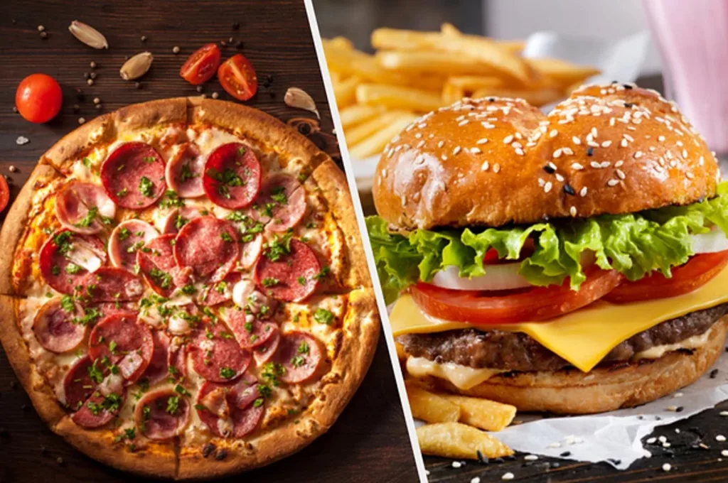burger and pizza