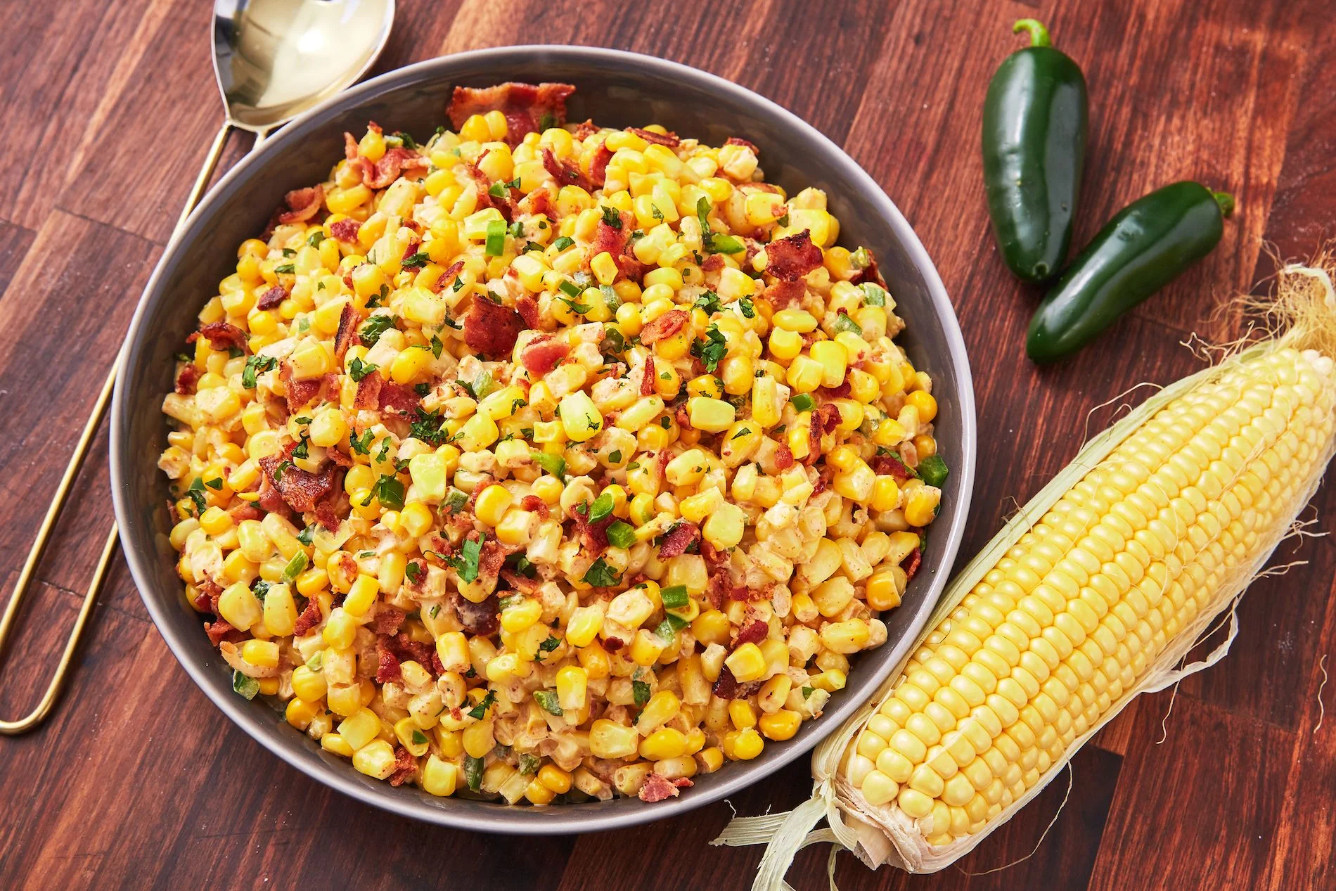 Corn salad with bacon and chili