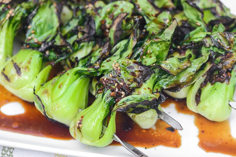 Grilled Bok Choy With Ginger Garlic Dressing