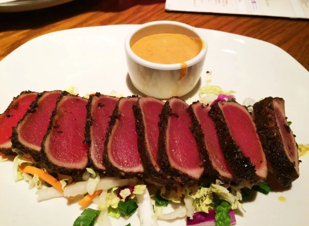 Seared Peppered Ahi with Dipping Sauce