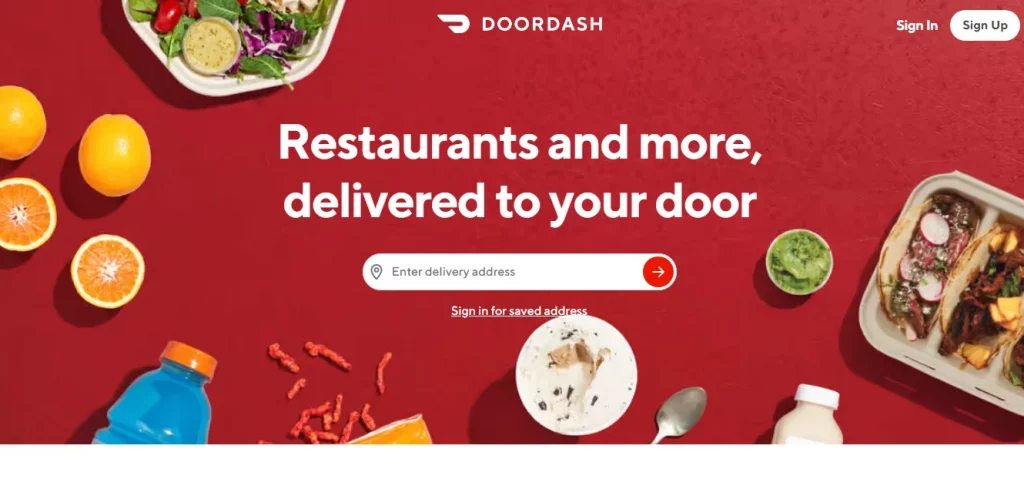Doordash home page