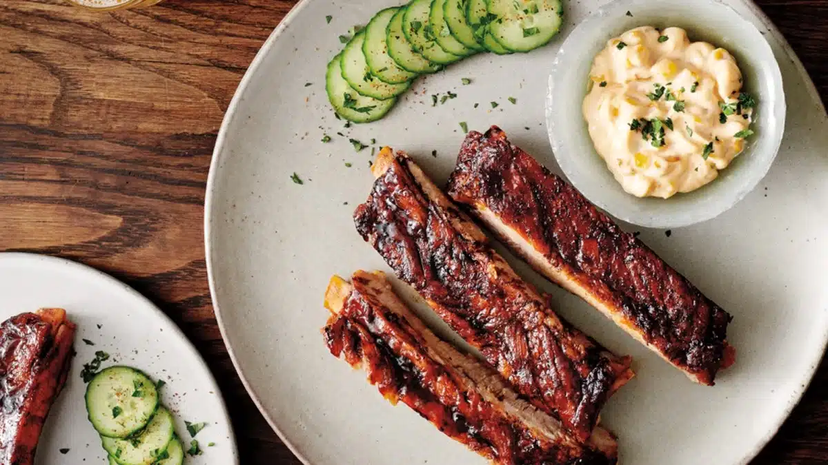 BBQ Ribs Served With Salad