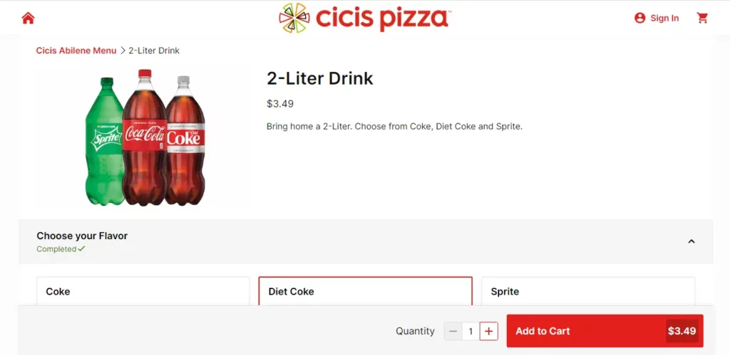 Cicis Pizza Add To Cart