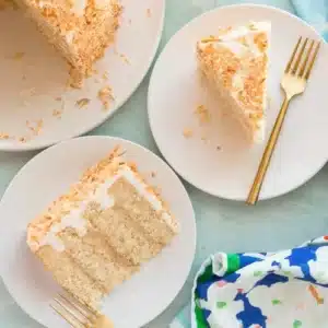 Coconut Cake Slices Served In Plates