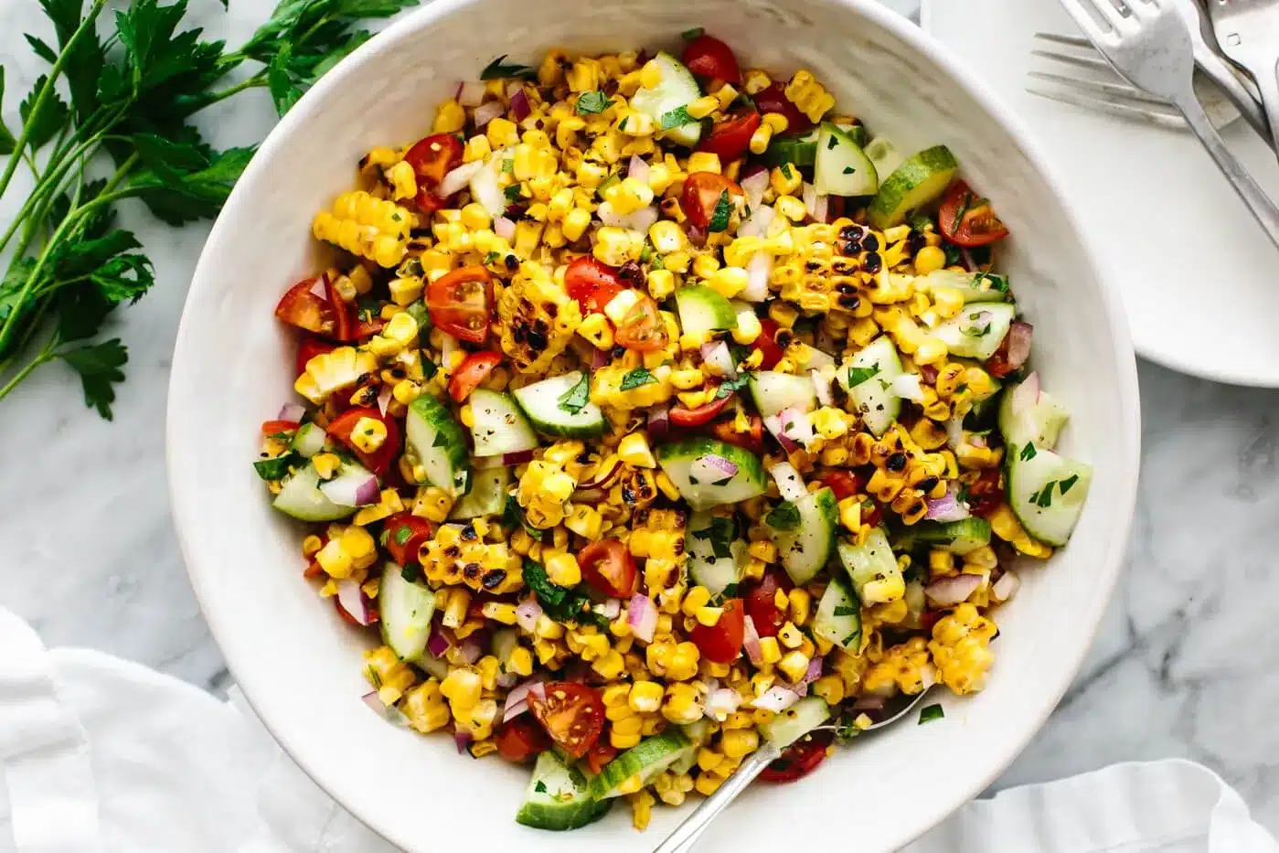 Corn Salad In White Plate