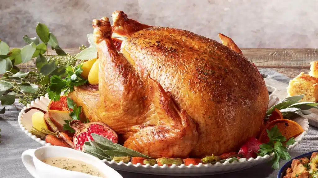 Roast Turkey Served On Plate