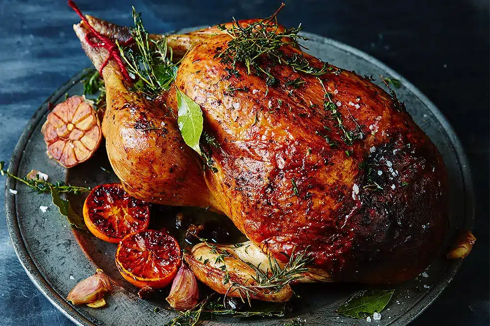 Roasted Turkey On Plate With Veggies