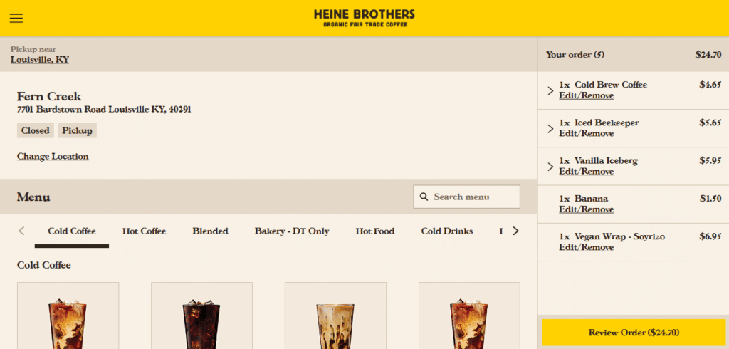 Heine Brothers' Coffee Checkout