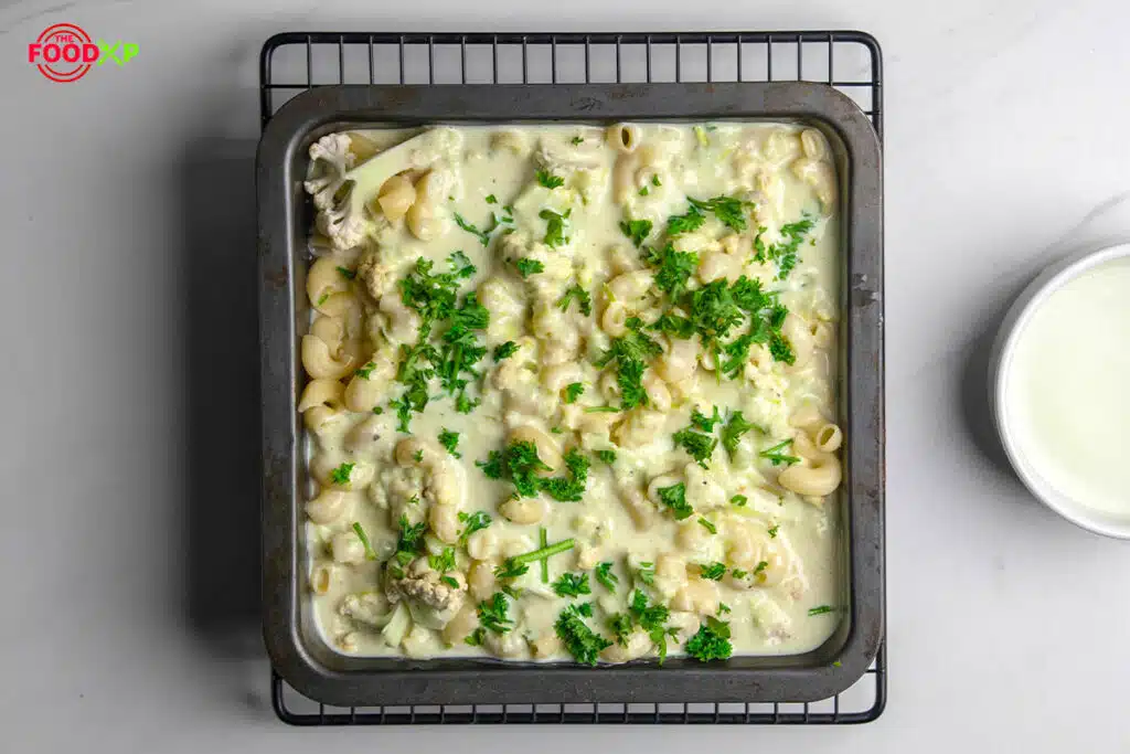 Jamie Oliver Cauliflower Mac and Cheese Step 12