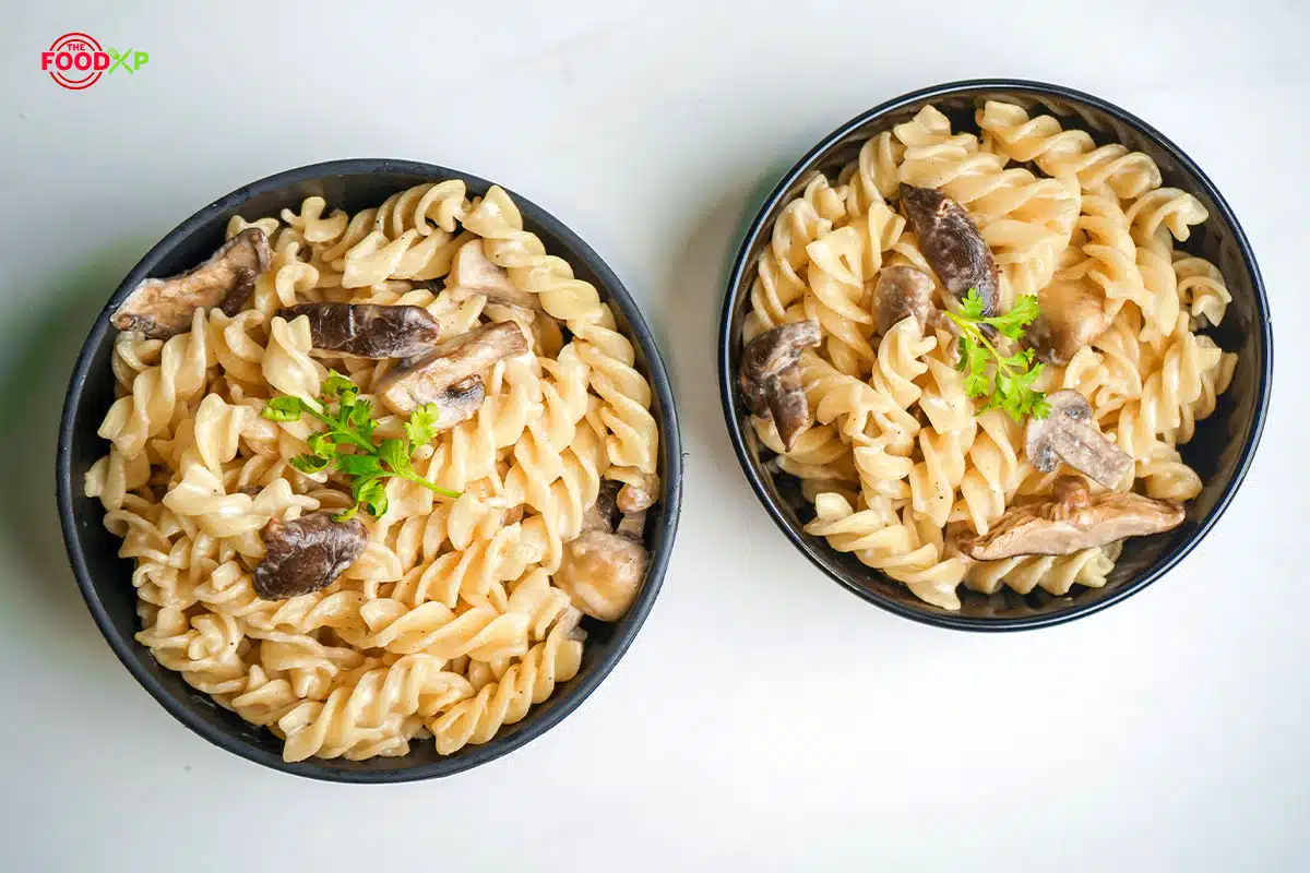Serving Jamie Oliver Mushroom Pasta