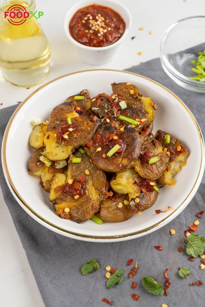Chilli Oil Smashed Potatoes Step 6