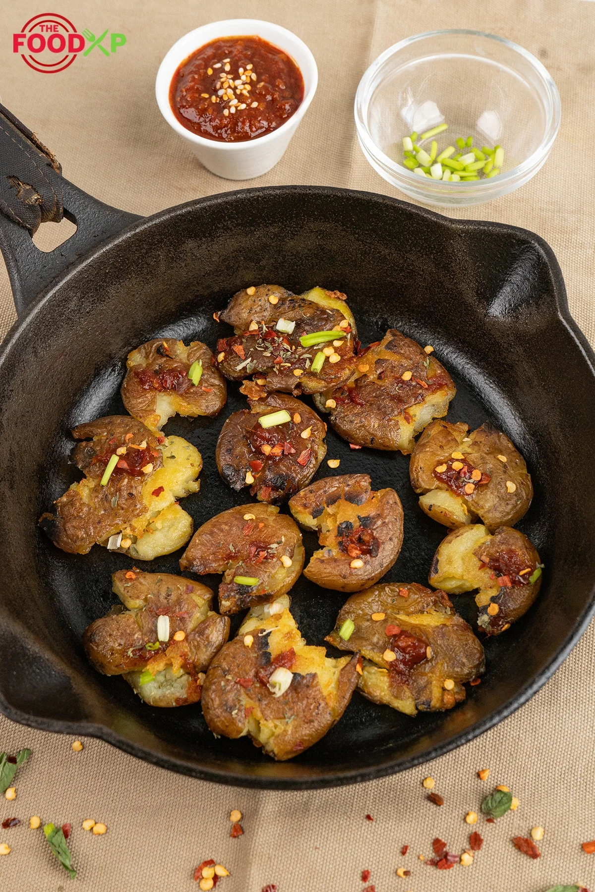 Chilli Oil Smashed Potatoes yumm