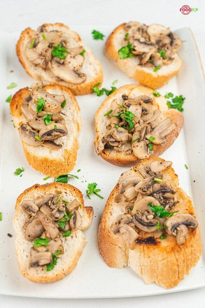 Mushroom Bruschetta Served