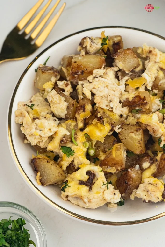 Eggs and Potatoes For Breakfast served