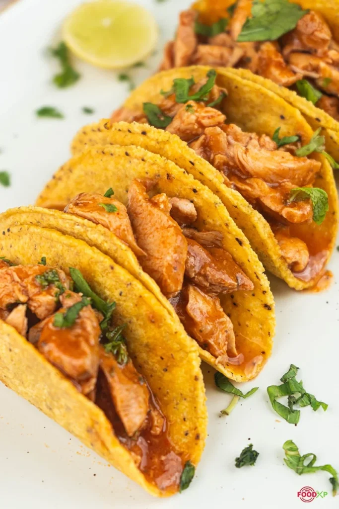 Shredded Chicken Tacos Served