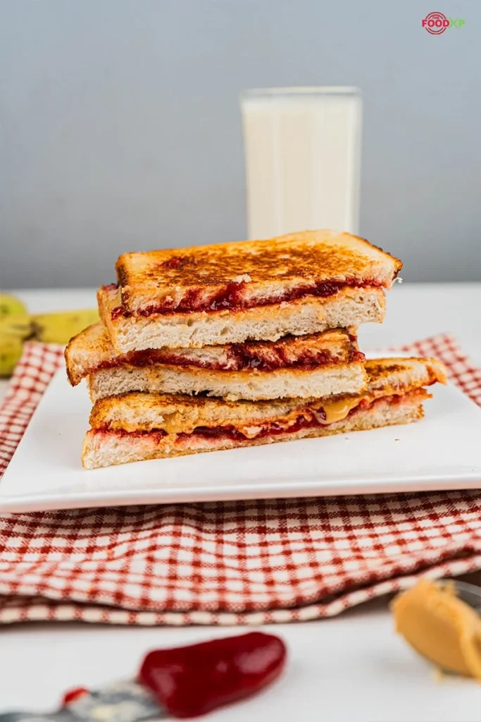 Grilled PBJ Sandwich with milk